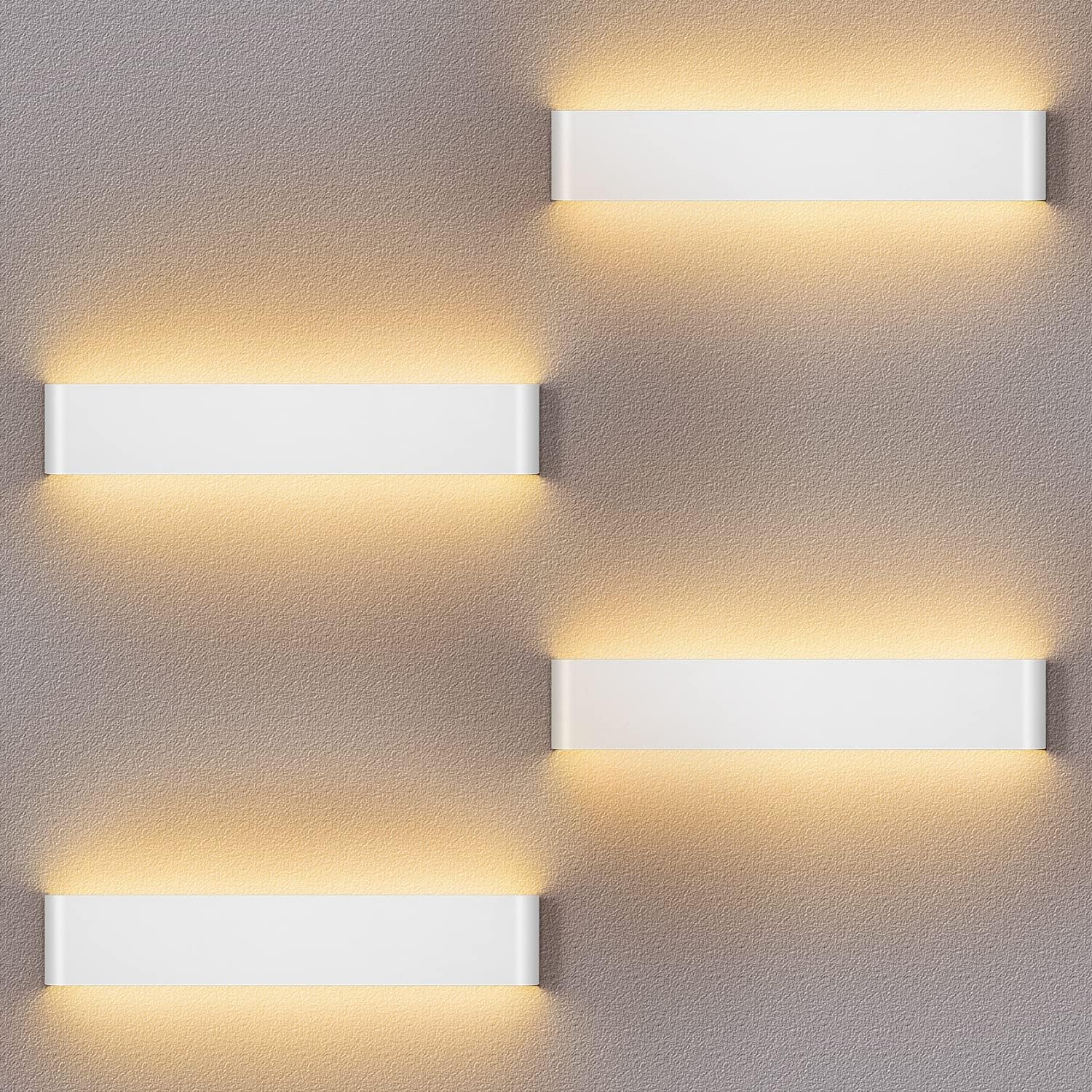 4 Piezas Apliques Pared Interior16W LED 36CM Apliques de Pared Modernas Up Down 3000k Blanco Cálido