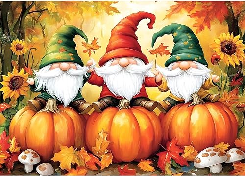 MXJSUA Kit de pintura de diamantes de gnomos 5D para Halloween, para adultos, calabazas y diamantes, pintura artística con diamantes de imitación de