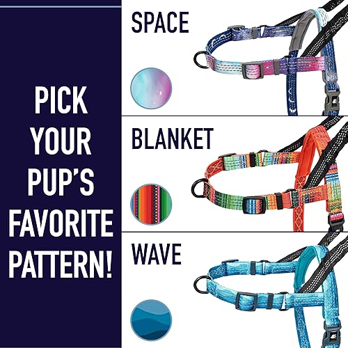 Miniatura 9 de Leashboss - arnés de perro con mango elástico con patrón reflectante sin tirar, accesorio de clip trasero y frontal, colección de patrones