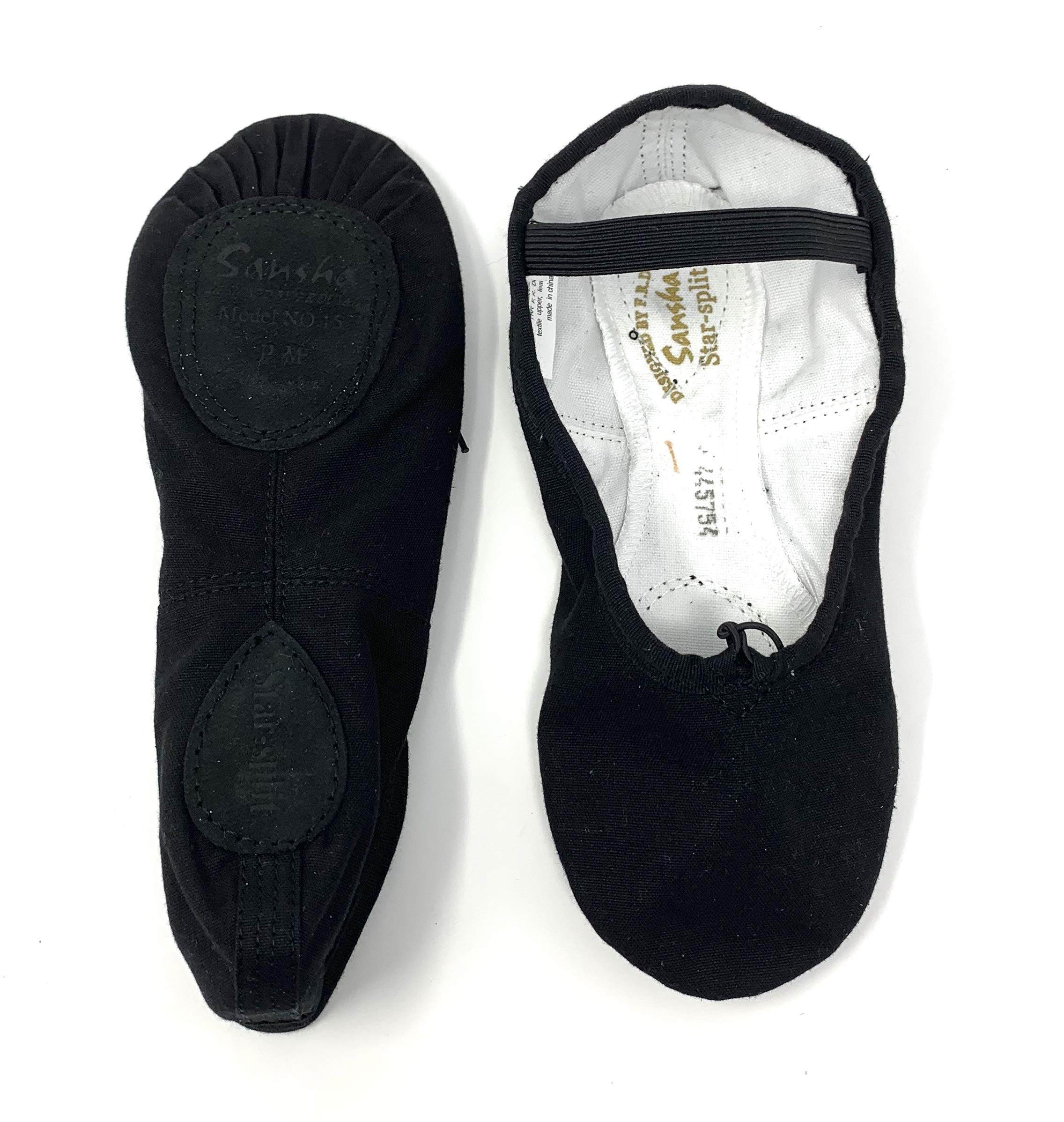 Sansha Unisex-Child 15C Star-Split Black Medium Sizes Children Ballet Flat, OOO M BR Toddler (4.5 US)