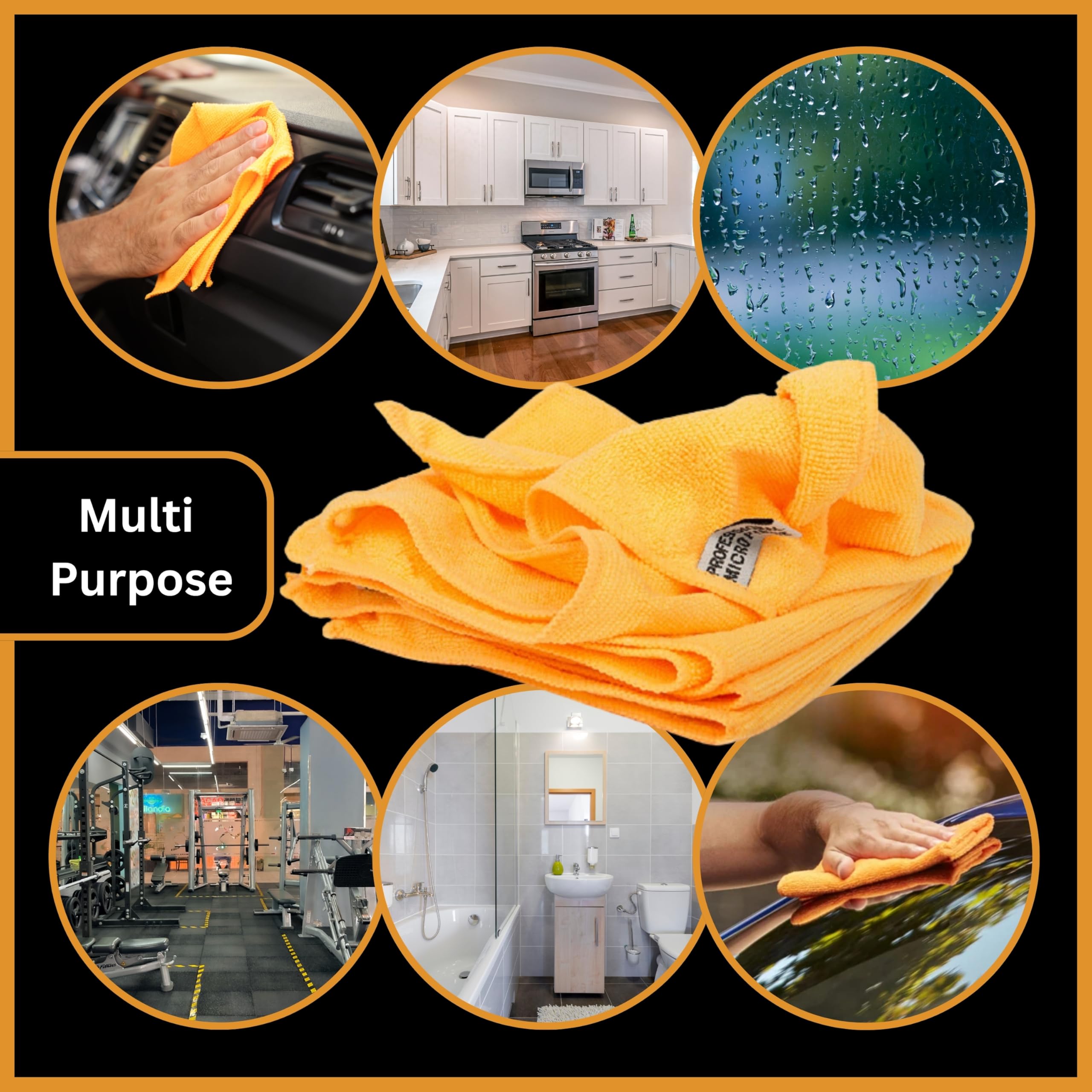 Tek Automotive 25 Stück orangefarbene Mikrofasertücher, 40 x 40 cm, fusselfrei, orangefarbene Reinigungstücher für Autos, Zuhause, Geschirrtücher, Autopflege, Autoreinigungszubehör, Mikrofasertuch,