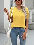 Zeagoo Womens Summer Short Sleeve Tops Crew Neck Lightweight Pullover Sweaters Loose Dressy Casual Blouse Basic Clothes