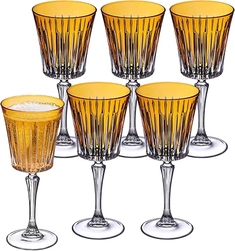 Barski Copa de vino Copas de vino Vino tinto Vino blanco Ámbar Copa de agua Copas de tallo Juego de 6 copas Vidrio similar al cristal 10
