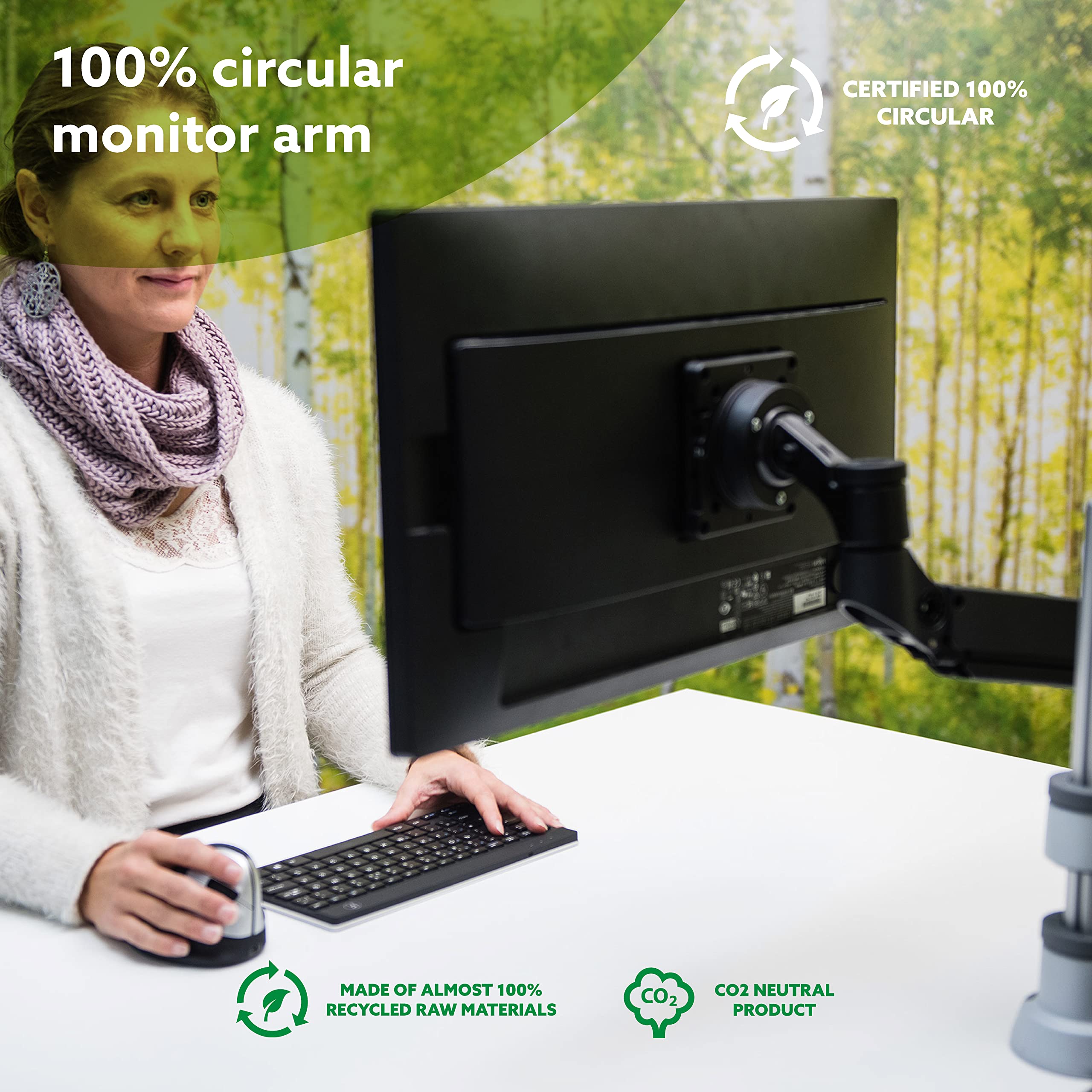 BRAZO PARA MONITOR R-GO 0 "-40" 1TFT MAX.9KG CAPARO 4 RESORTE DE GAS PLATEADO