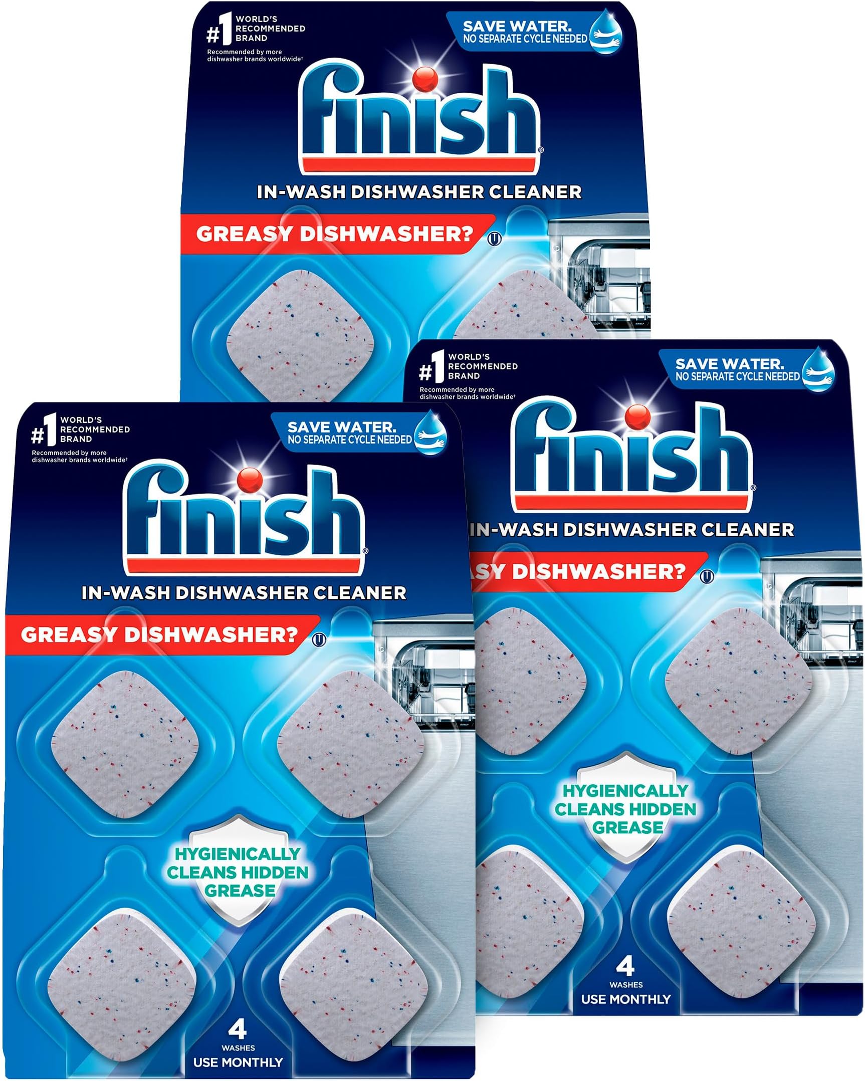 Finish Dishwasher Cleaner Tablets, 12 count, Hygienically