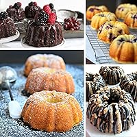 Vista 3 de Palksky Mini tubo estriado de silicona 6-cavidad (3PCS), multi-cavidad pequeña pastel hornear pan, mini moldes para chocoflan