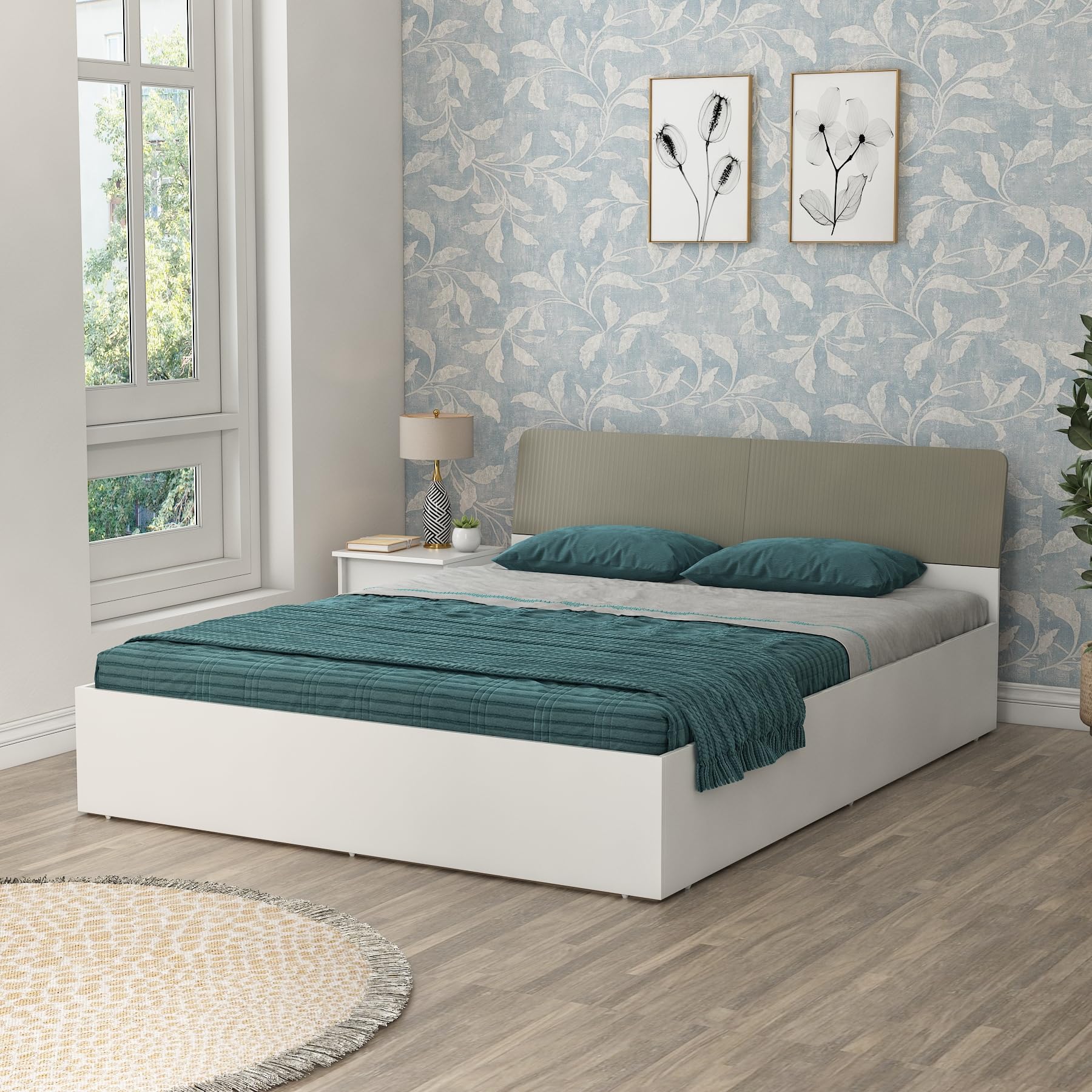 Spacewood Albressa Bed |King Size (78 X 72) Engineered Wood Bed with Box Type Storage | 3 Year Warranty | Modern Design |Engineered Wood | Kingston White & Modern Ash-picture-34