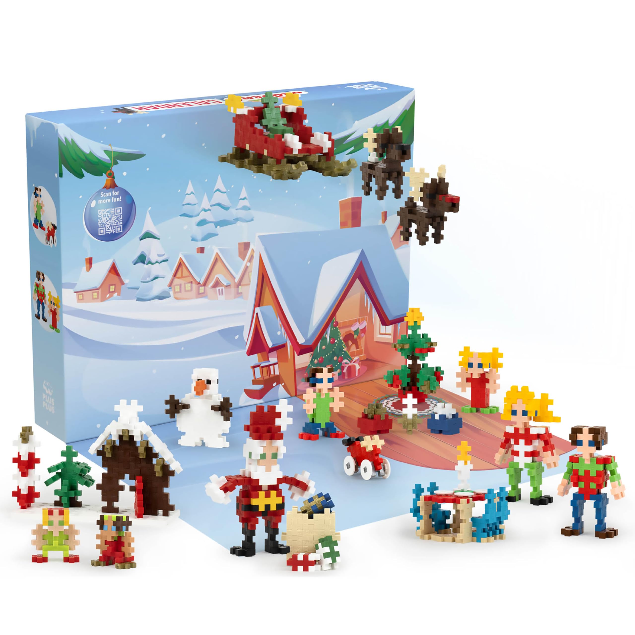 Plus Plus Christmas Advent Calendar 2025, 25 Kids Building Block Toys, Mini 3D Puzzle Kits, Fun Holiday Countdown Stem Gifts, 600 Pieces - Original
