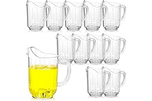 12 Pcs Plastic Pitchers, 60oz Crystal Clear Jugs, Your Premium Choice Commercial Grade Water Carafes