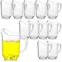 Tessco 12-Pack 60oz Clear Plastic Pitchers - Durable Large Water Jugs for Parties, Restaurants, Juice, Beer & Cocktails