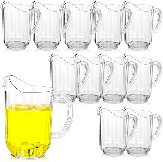Tessco 12 Pack 60oz Clear Plastic Pitchers - Durable Restaurant Water Jugs for Parties, Juice, Beer, Weddings