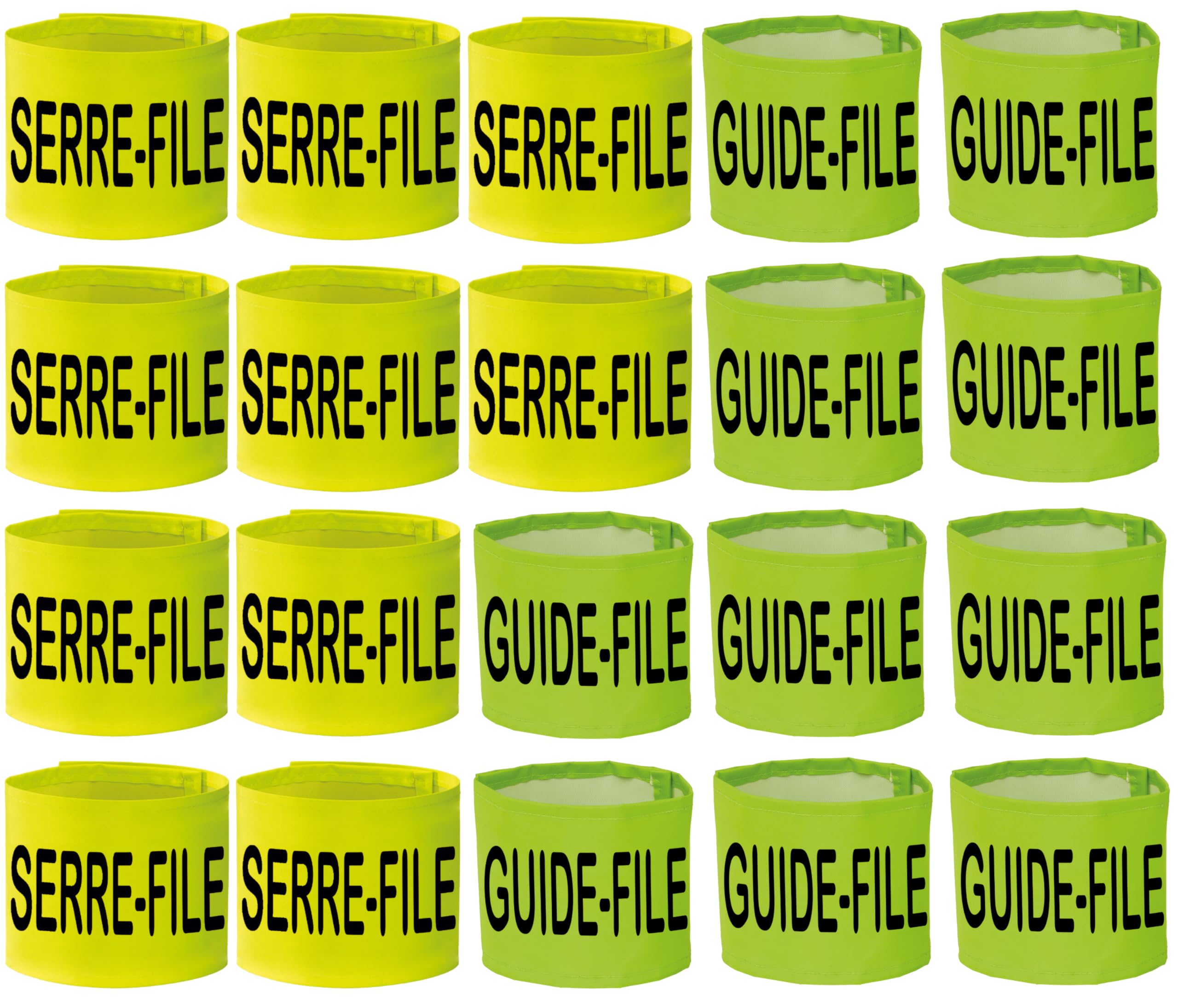 Lot de BRASSARDS 10 Guide-File ET 10 Serre-File (S/M)