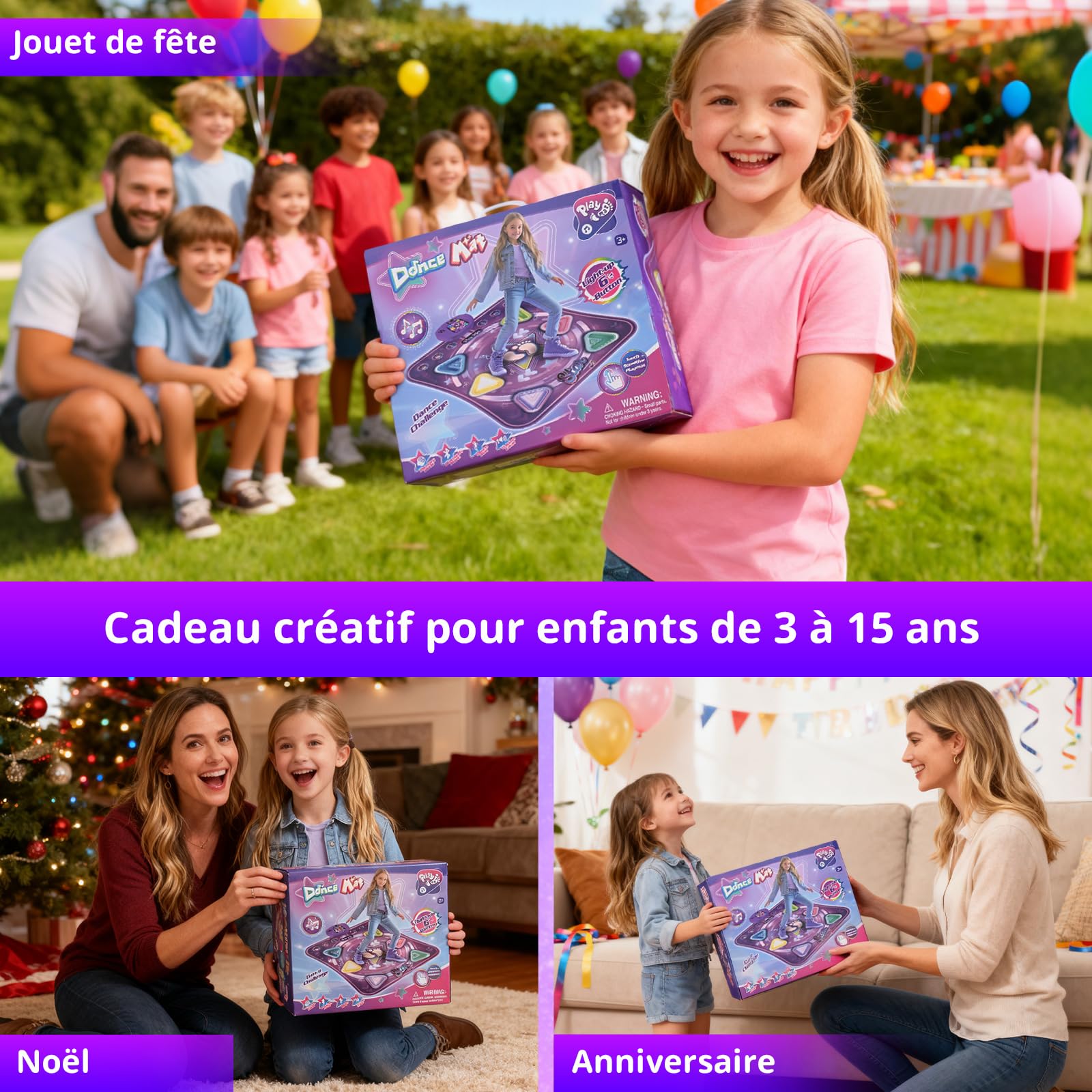ZWOOS Tapis de Danse Fille Bluetooth avec Lumières et 5 Modes de Jeu, Tapis Danse Enfant 3 4 5 6 7 8 9 10 11 12 Ans, Antidérapant, Cadeau Anniversaire Noël