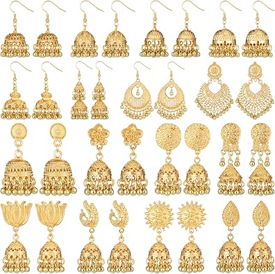 Nosiny 16 Pairs Jhumkas Indian Earrings for Women