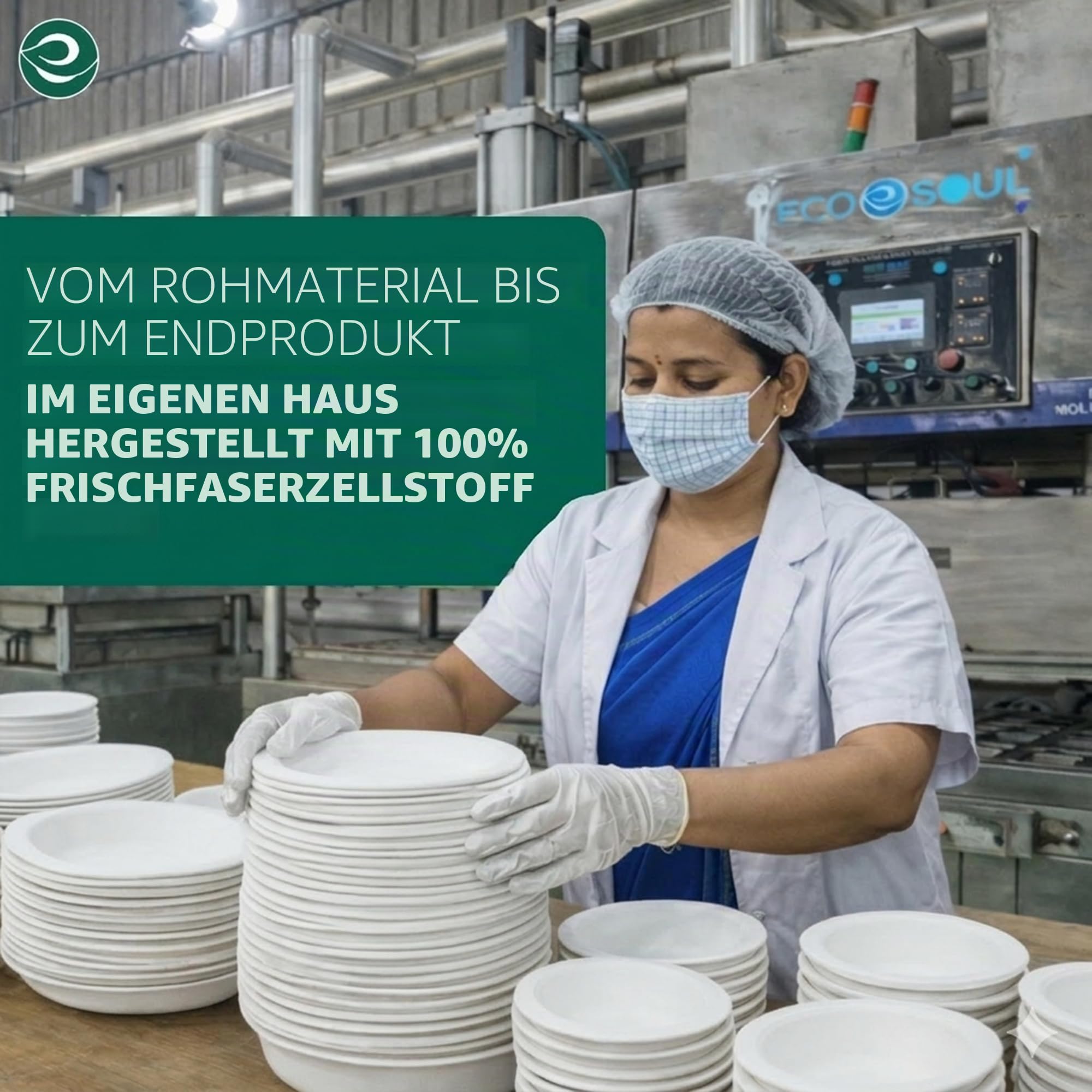 ECO SOUL Einweg-Bagasse-Teller(25cm) 10" rund(400 Stück)(weiß) | Nachhaltige Alternative, 100% kompostierbar, Extra stabildeal für den täglichen Gebrauch, Premium Qualität, 400er Pack