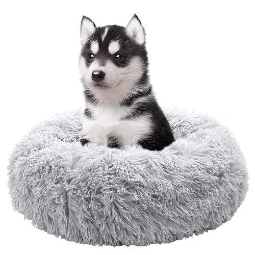Fur & Bone Cama Redonda de Felpa para Perros, Cama esponjosa y autocalentable para Mascotas