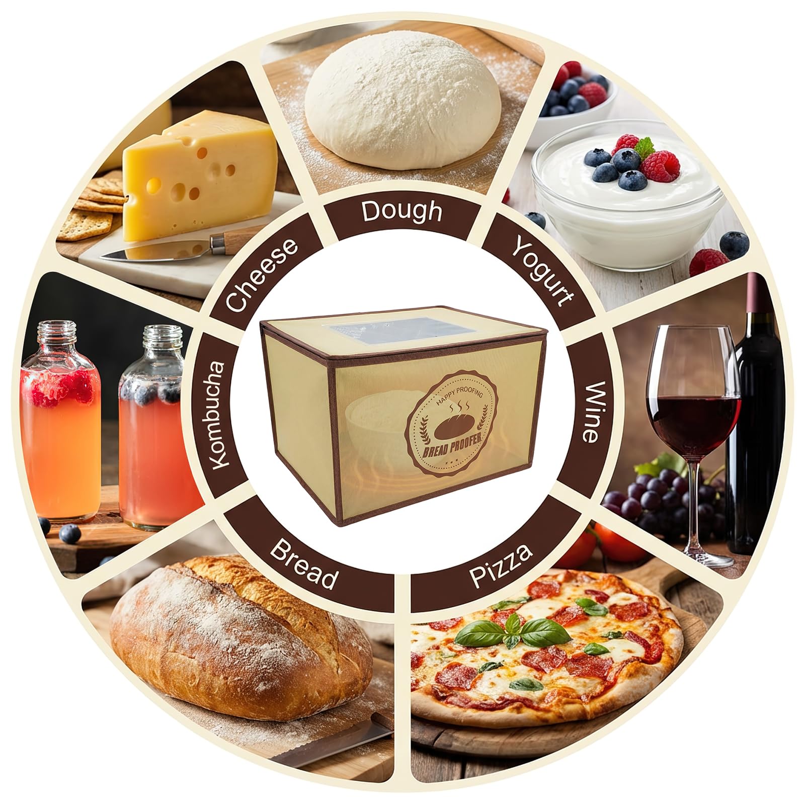 Boîte de fermentation avec chauffage - Armoire de fermentation électrique pliable avec capteur de température NTC 10-45 °C - Affichage numérique - Minuterie 0-48 h - Pour levain, pizza, yaourt, pâte à