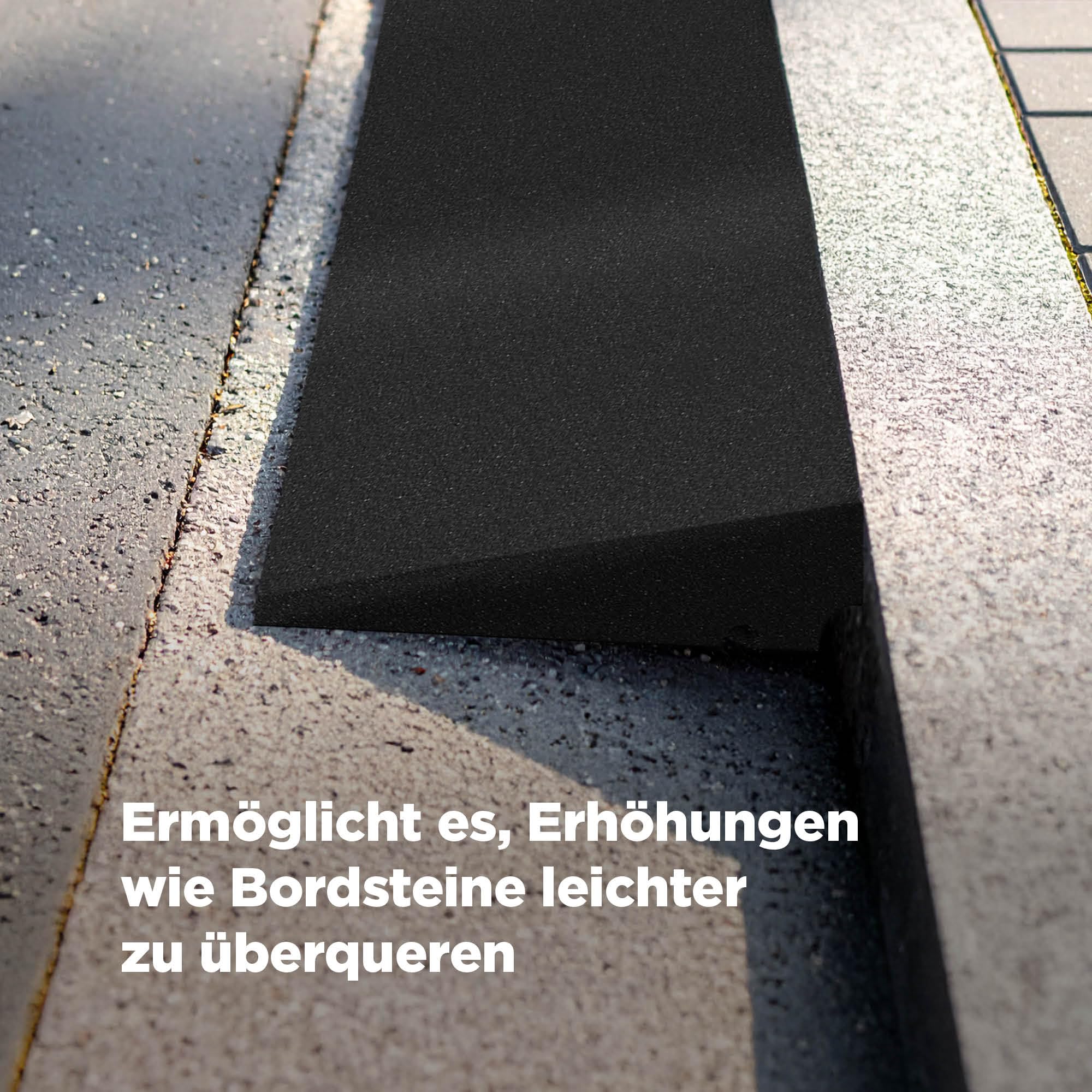 blizz-z Profi-Bordsteinrampe Gummi schwarz Breite 80 cm, Höhe 7 cm, Tiefe 25 cm (1 Stück) | Gummikeil Rollstuhlrampe Auffahrrampe Auffahrkeil Auffahrhilfe Autorampe | Made in Germany