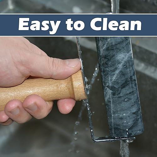 Miniatura 6 de Tianman Rodillo para pizza, rodillo de mármol antiadherente tipo T, para hornear tortillas, galletas de pizza y otras galletas de cocina para