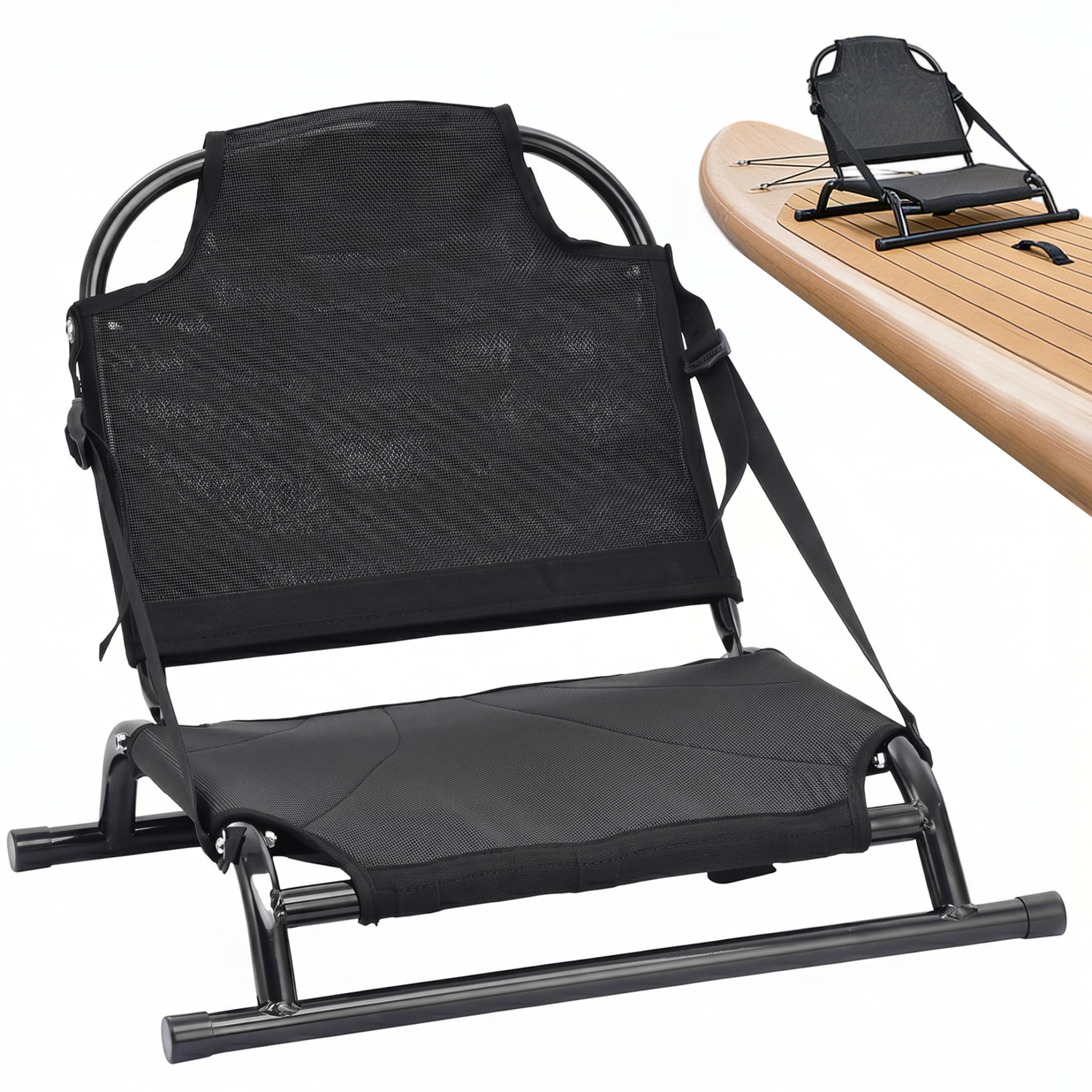 Reemplazo de Asiento de Kayak, Asientos de Kayak con Respaldo, Asiento de Canoa Plegable Ajustable con Respaldo, cojín de Malla Transpirable para Kayaks, Botes inflables