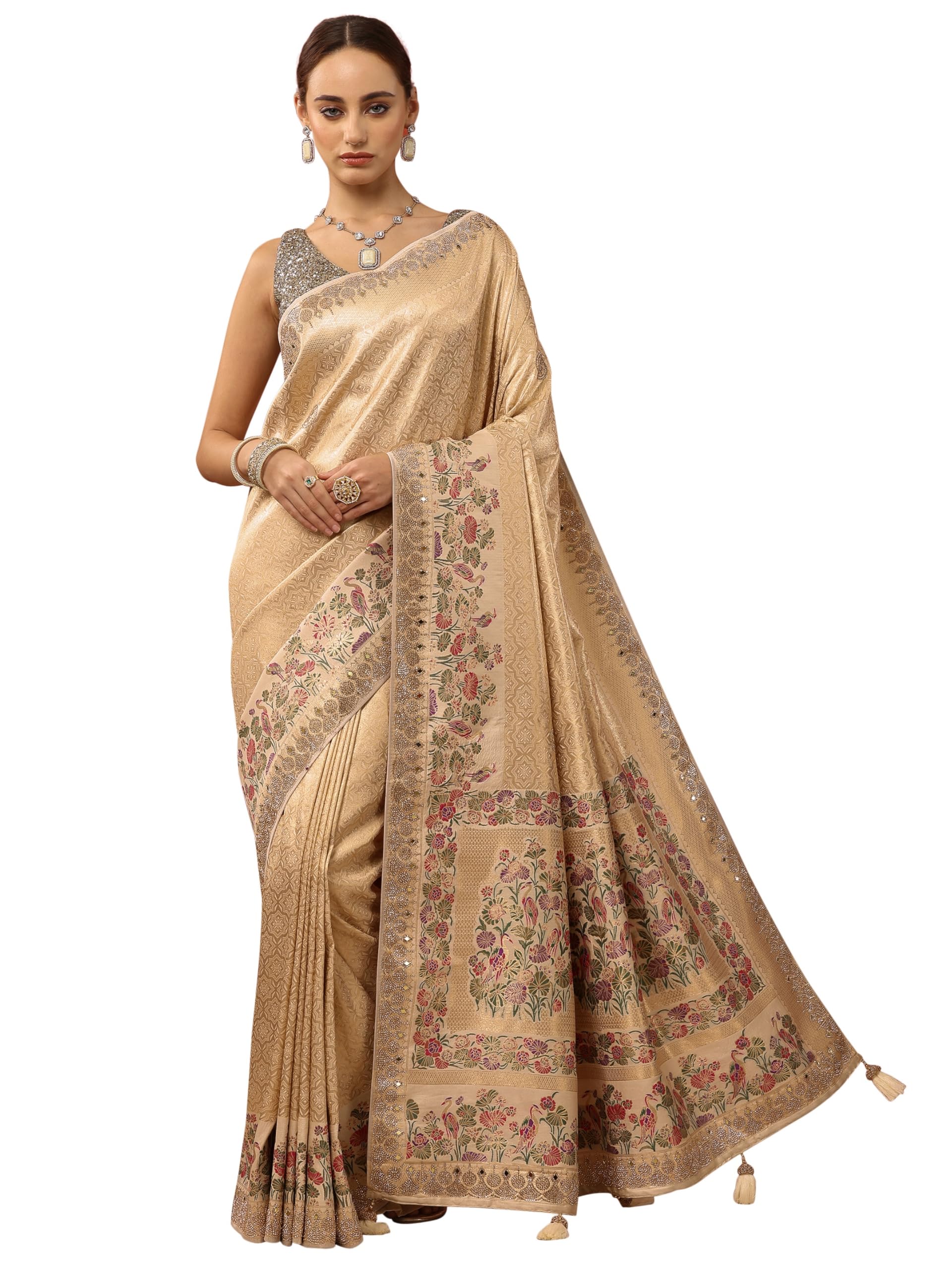 Woven Design Silk Blend Saree With Blouse Piece-47834PR-image-2