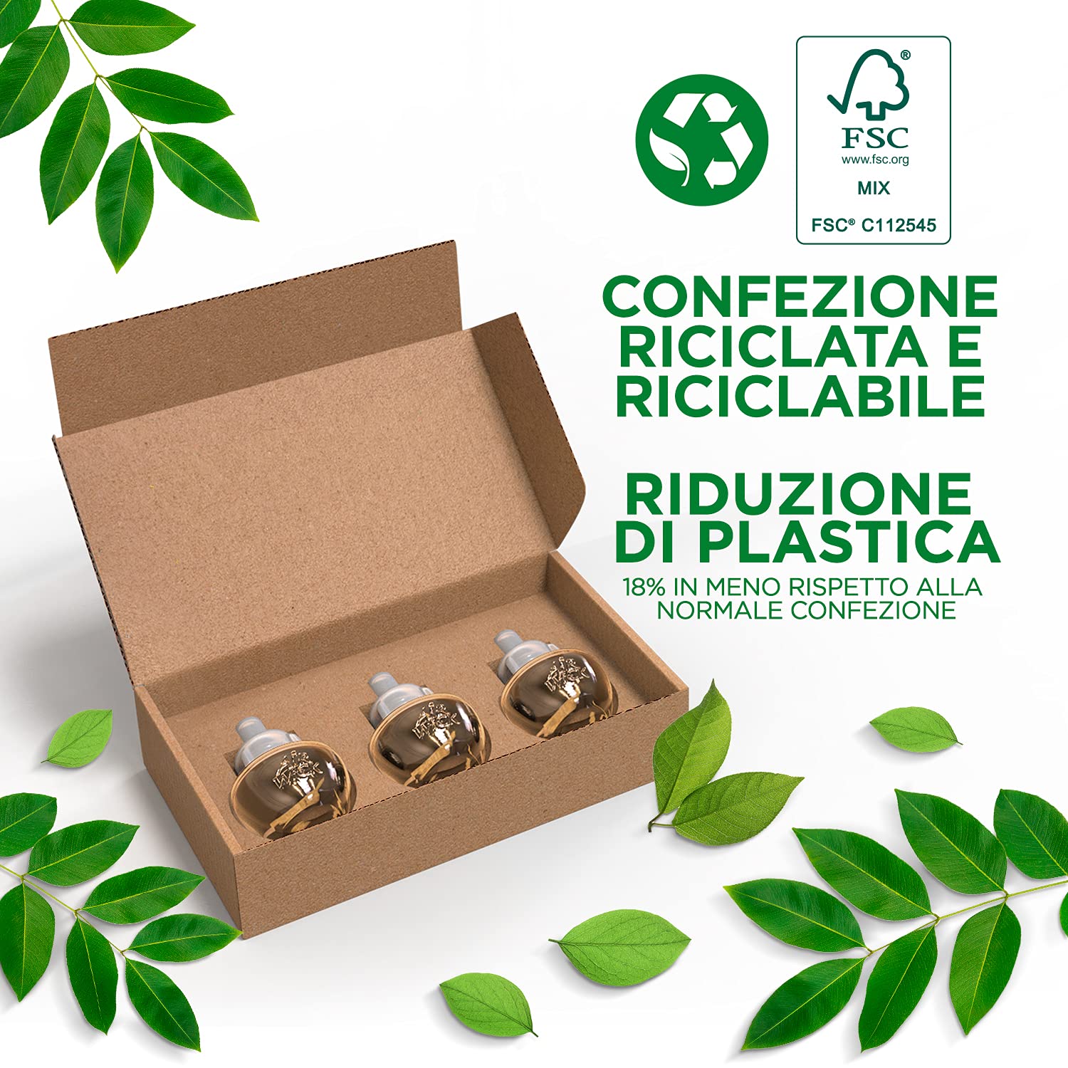 Airwick Diffusore di Oli Essenziali Elettrico, 1 Confezione con 3 Ricariche, Fragranza Vaniglia e Thè Bianco, Grigio, 19 ml (Confezione da 3)