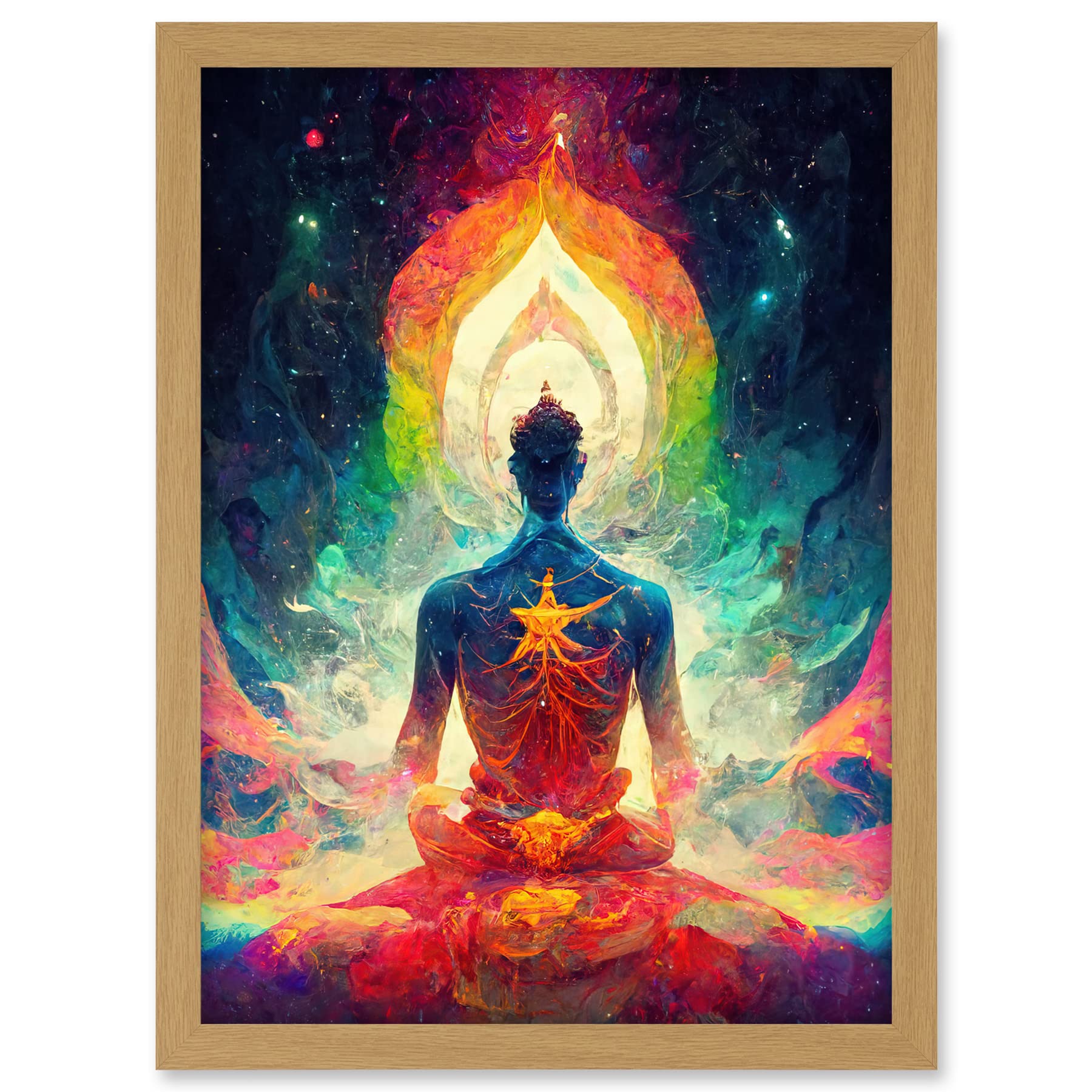 Doppelganger33 LTD Ethereal Seven Chakra Meditation Astral Artwork Framed A3 Wall Art Print