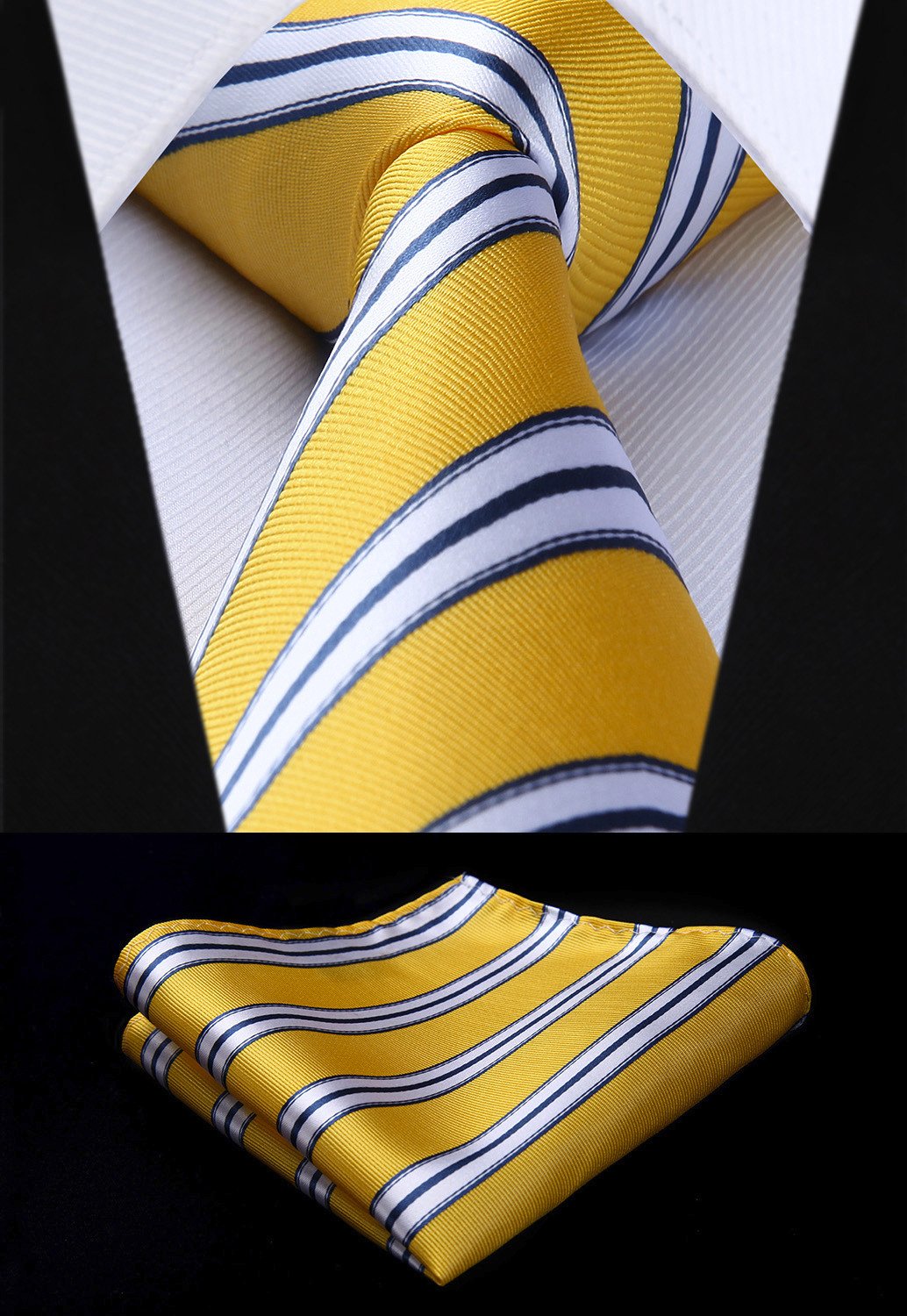 HISDERN Zestaw 5 sztuk klasycznego, formalnego, eleganckiego męskiego jedwabnego krawata z poszetką, T5-14, Rozmiar uniwersalny
