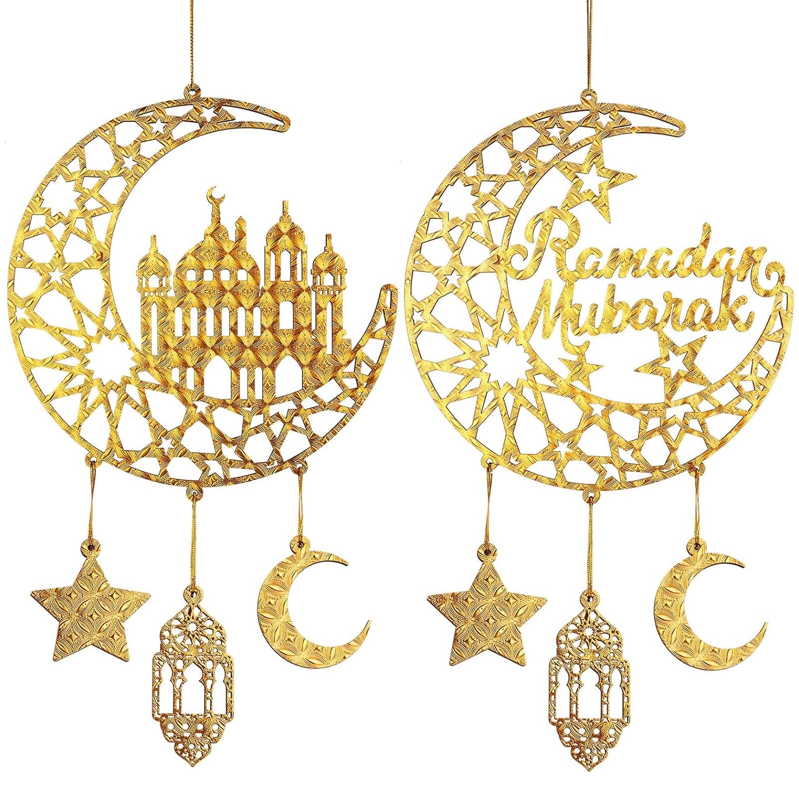 Yunvisty Gold Ramadan Decorations For Home Small Gifts Hanging Crescent Moon Star Lantern Ornaments Indoor Ramadan And Eid Mubarak Decor Holiday Presents En House Set For Relatives And Friends