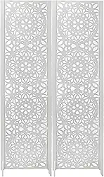 2 Biombo Pintado Divisoria Separador de Ambiente MDF Com Pés Preto ou Branco (Mandala, Branco)