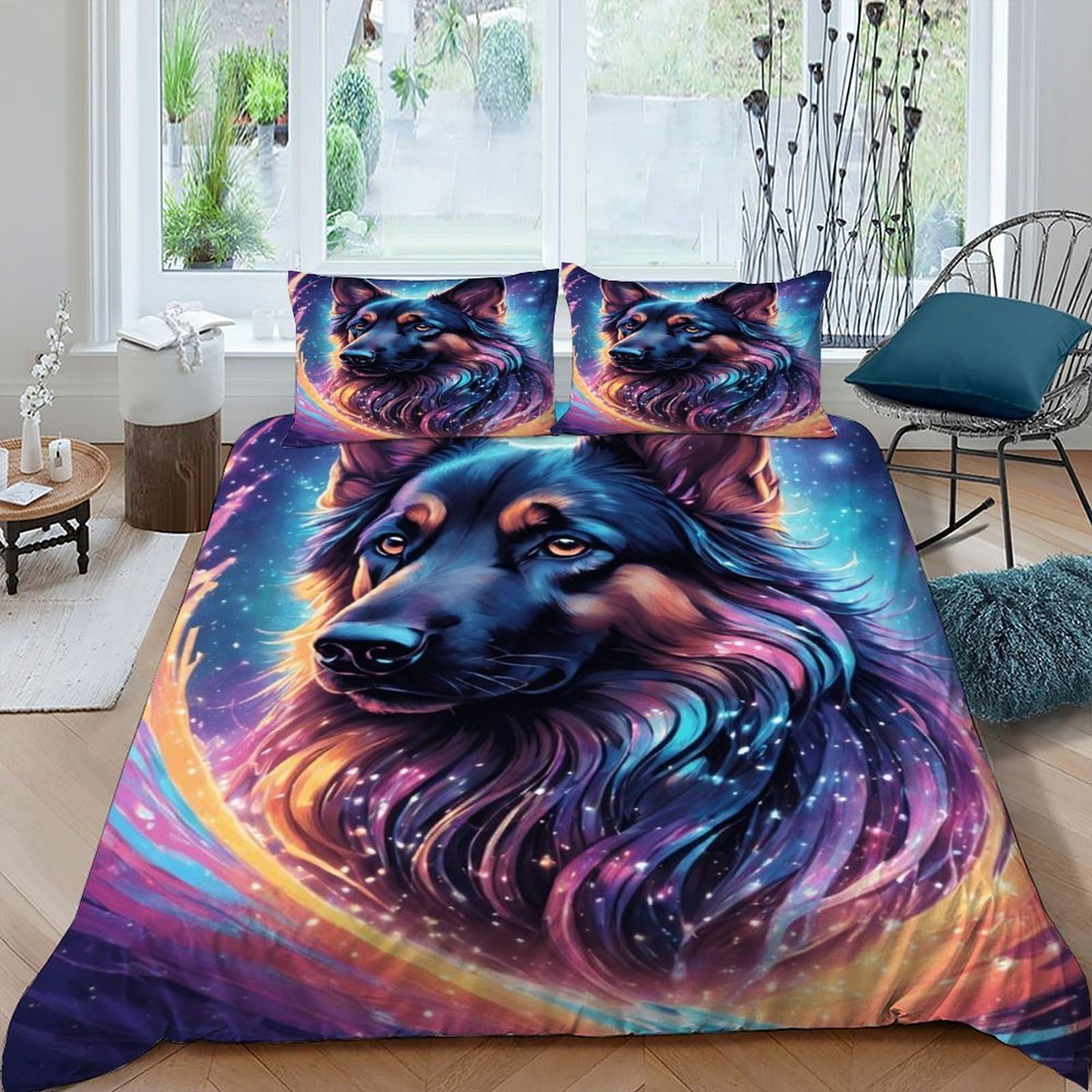 Housse de couette imprimée domesticated animals pour chambre style nature chic