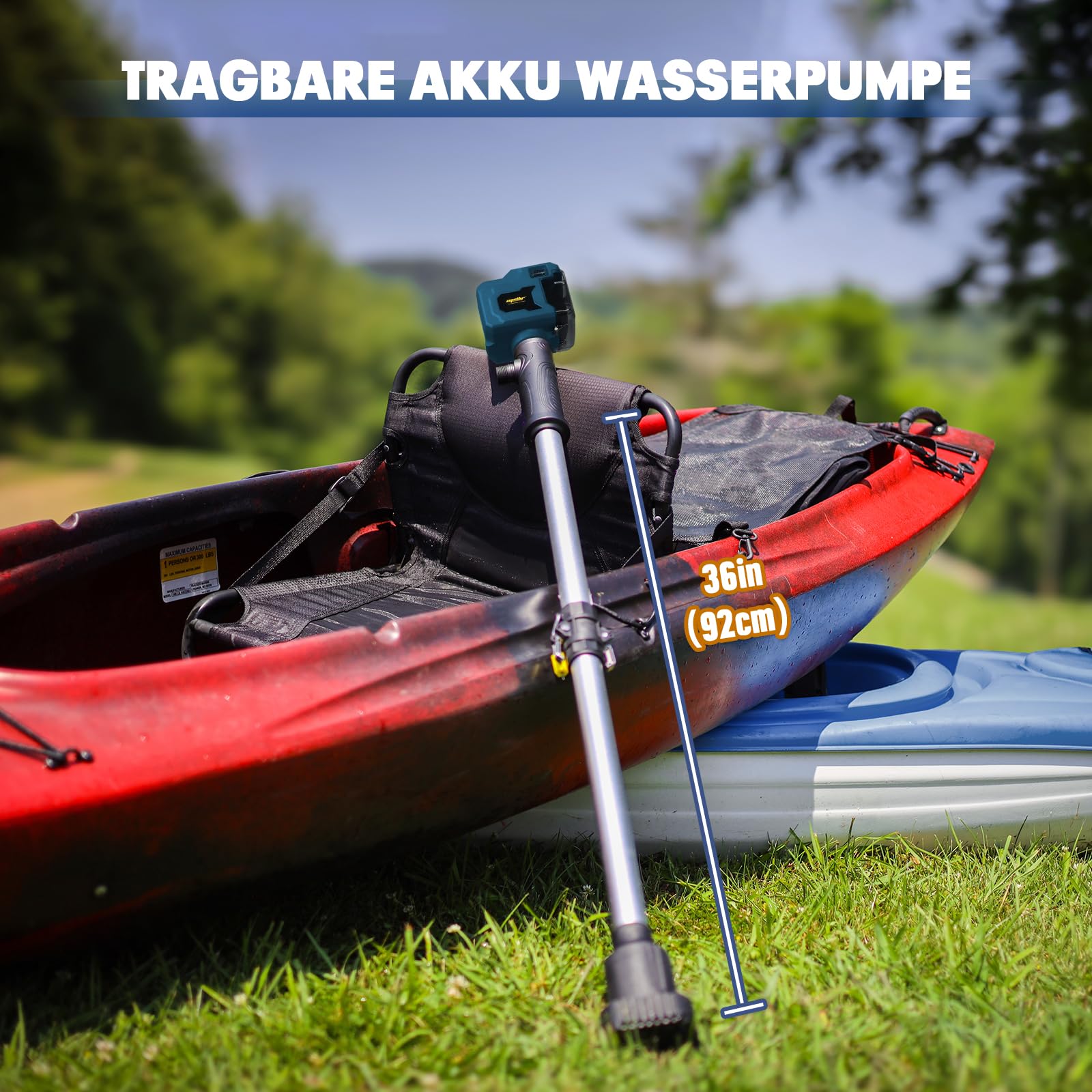 Mellif Akku Regenfasspumpe kompatibel mit Bosch professional 18V Akku, Wasserpumpe (Bürstenlos Motor, max. Fördermenge 2725 L/h,Förderhöhe 8 m,3-stufiger Durchfluss) für Regenwassertonne (Ohne Akku)