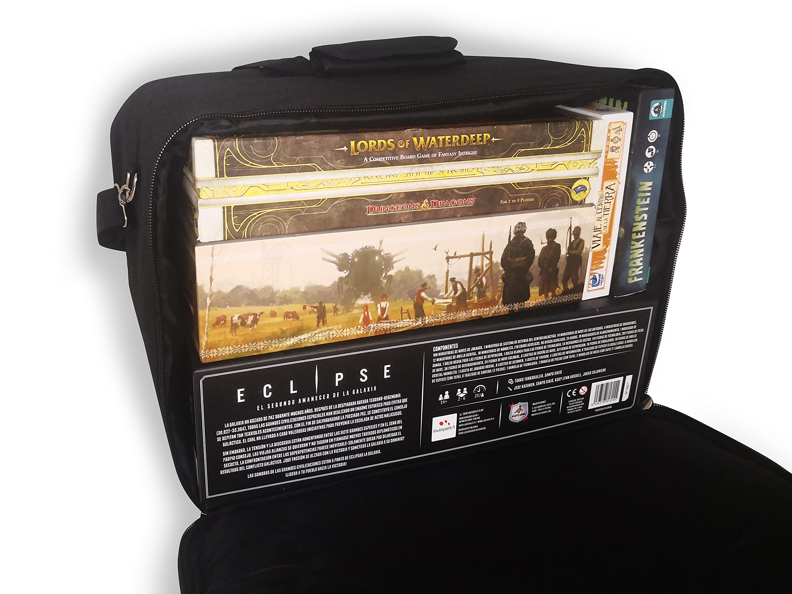 Board Game Package | Mochila para Transportar Juegos de Mesa Grandes. Gran Capacidad, VERSATILIDAD y PROTECCIÓN. Acolchamiento, Asa, Correa para Hombros y Bolsillo Exterior