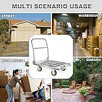 Vista 7 de Carro de tubo cuadrado de acero inoxidable de 660 libras, carrito de plataforma plegable de 35.43 x 23.62 pulgadas, rueda de goma elástica de 6