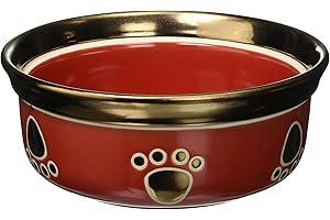 Ethical Stoneware Ritz Copper Rim Dog Dish in Red Measuring 7 Inches:...