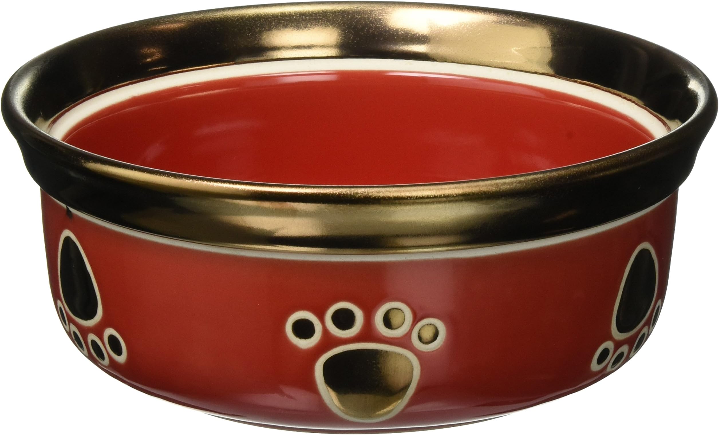 Ethical Stoneware Dish 6888 Ritz Copper Rim Dog Dish Red, 7 Inch