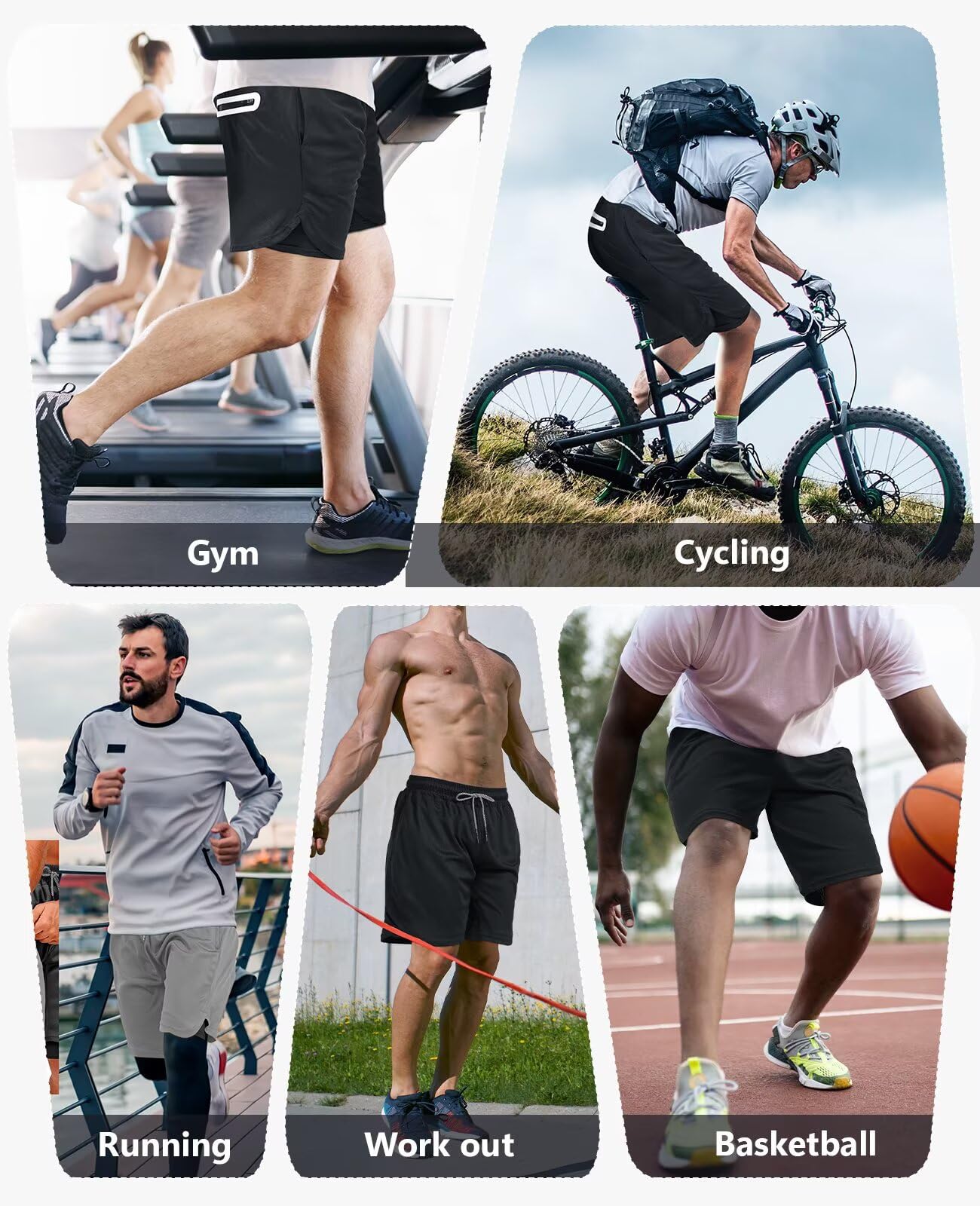 OCYMA Paquete de 3 pantalones cortos deportivos 2 en 1 para hombre con bolsillos de 7 pulgadas, pantalones cortos de malla transpirable para hombre, pantalones cortos de gimnasio de secado rápido con