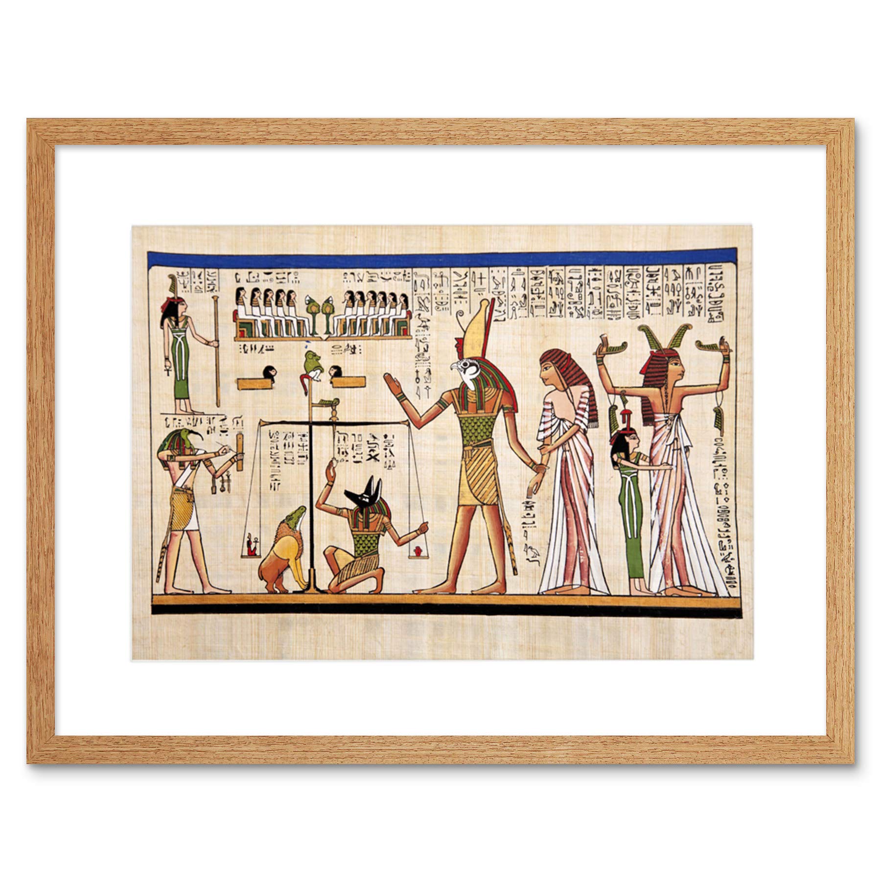 Wee Blue Coo Ancient Egyptian Heiroglyphics Horus Thoth Anubis Mural Framed Wall Art Print