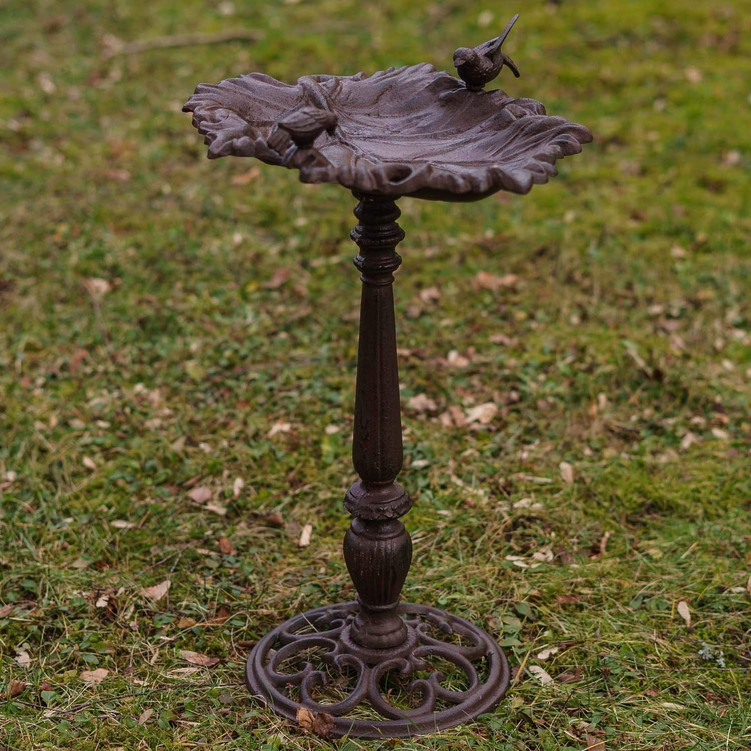 Pila para pájaros bebedero jardín hierro decoración estilo antiguo 61cm