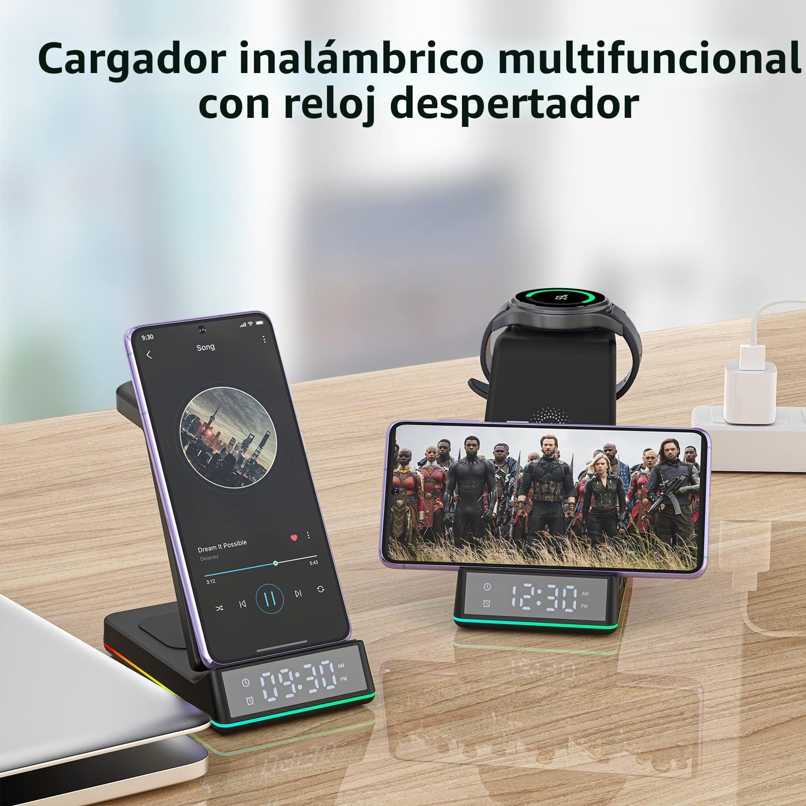 Cargador Inalámbrico Rápido Stand 3 en 1 para Samsung S24 S23 S22 Ultra S24 S21 S20 Galaxy Buds+ Pro,Wireless Charger für Galaxy Watch 5/5 Pro/4/3/Active 2/1