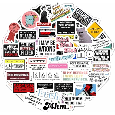 BulbaCraft 100Pcs Sarcastic Stickers for Adults, Snarky Stickers for Water Bottles & Laptop, Sarcasm Decals for Men & Women, Funny Decals for Adults Dark Humor, Gifts for Women & Men
