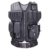 Airsoft Vest Adult Adjustable S-XXXXL, Tactical Vest for Men Lightweight Breathable 600D Nylon, Youth Combat vest for Paintball Training Black