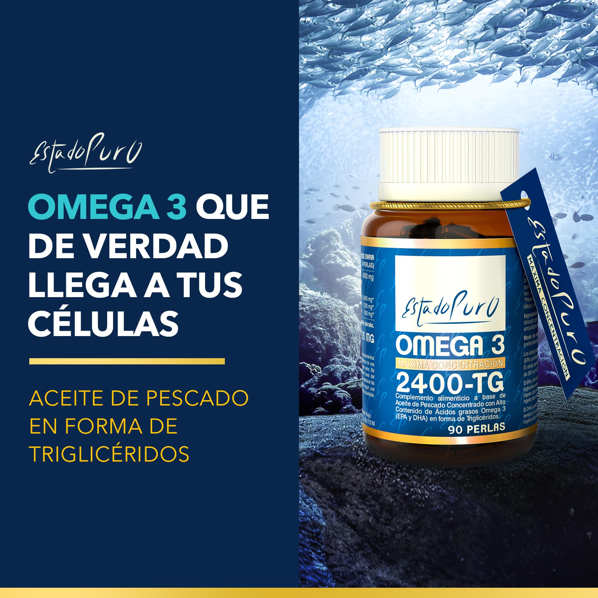 Omega 3 Kapseln Reinheit - Fischöl Omega 3-1200mg EPA und 800mg DHA - sehr stabil und höchster Standard für Reinheit und Nachhaltigkeit - 90 Tongil Perlen (Pack 3)