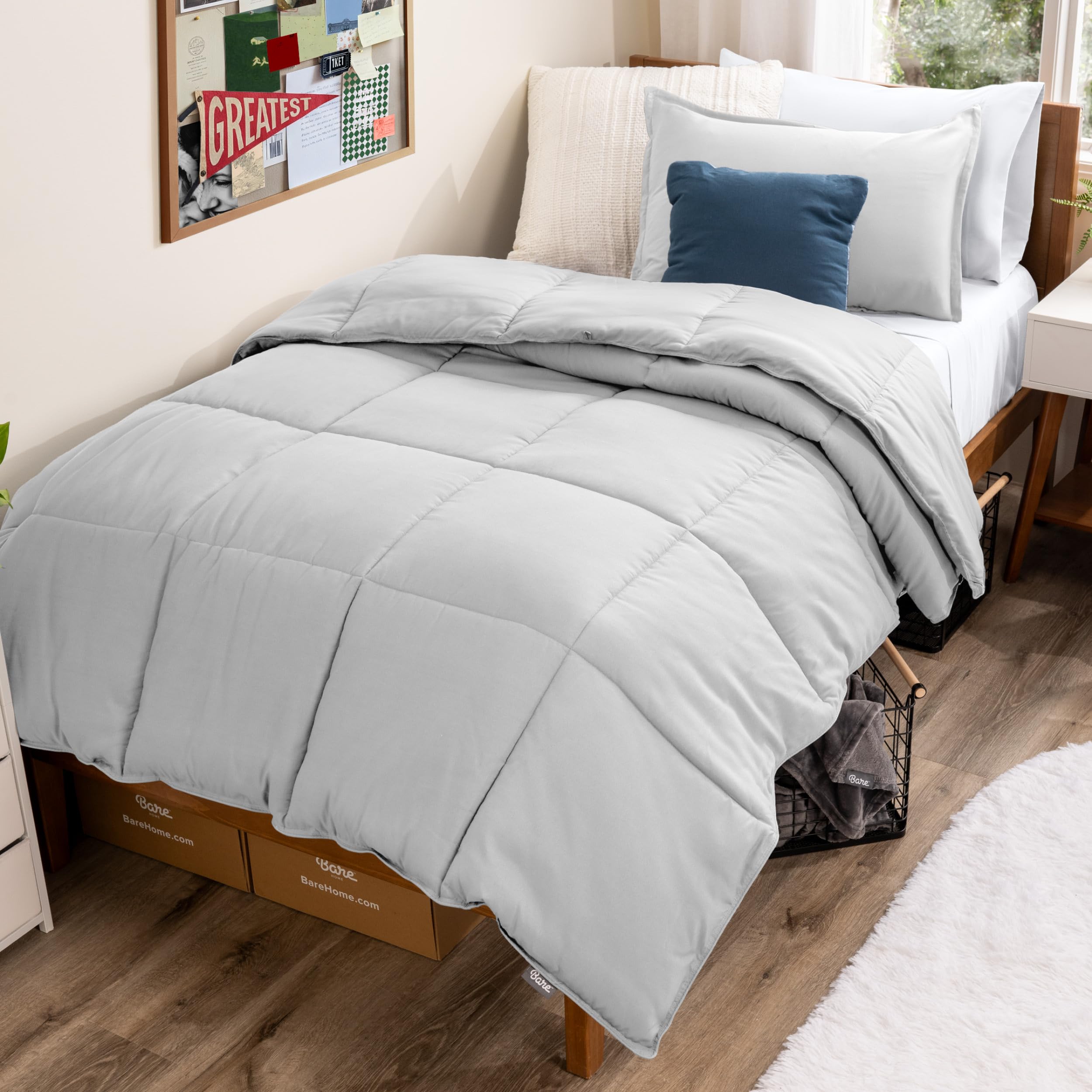 Bare Home Comforter Set - 1800 Ultra Soft (Twin/Twin XL, Cloud Grey)
