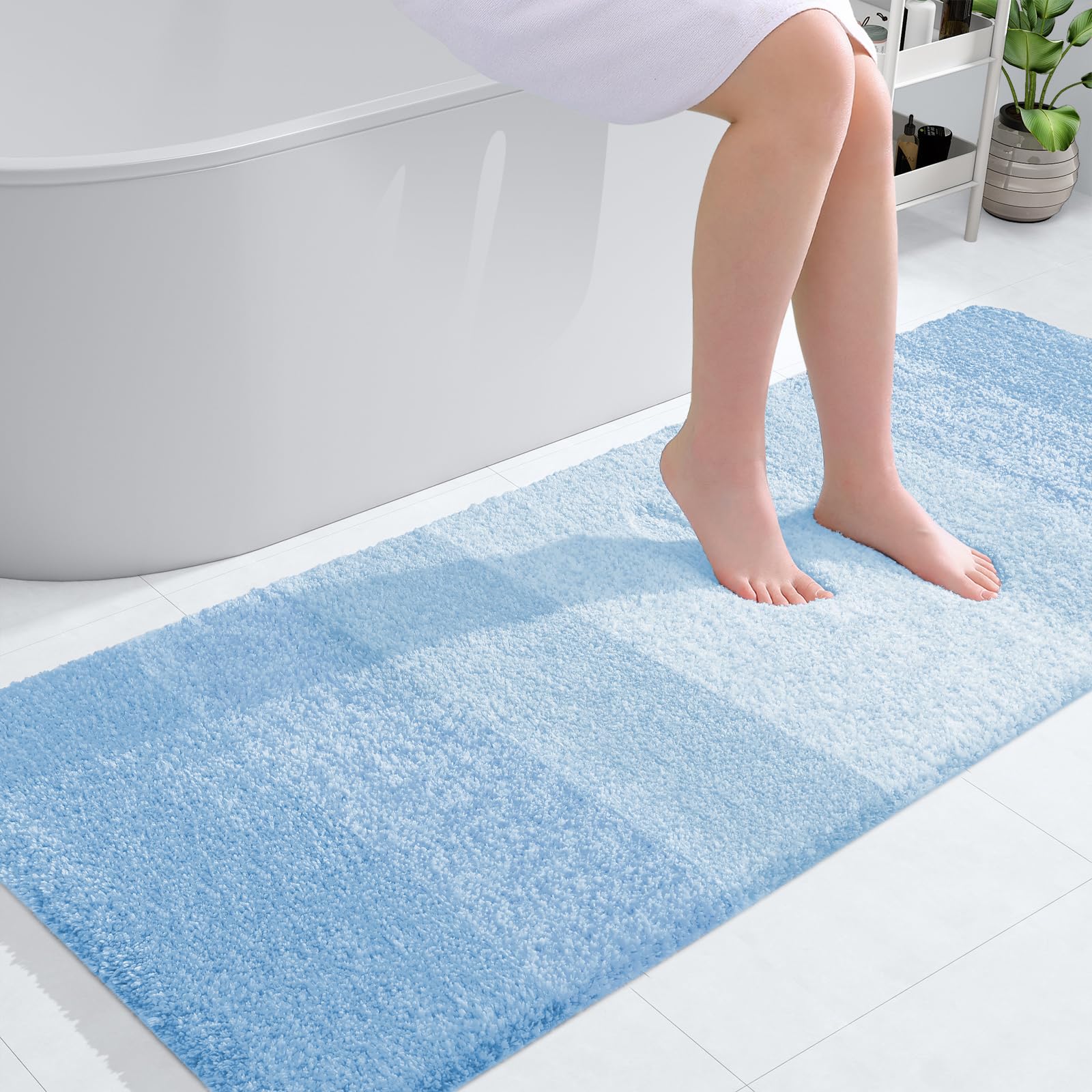 OLANLY Bathroom Runner Rug 54x24, Extra Soft Absorbent Microfiber Bath Rugs