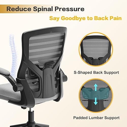 Miniatura 14 de Silla de oficina ergonómica para largas horas y alivio del dolor de espalda baja, cojín de asiento de espuma viscoelástica, soporte lumbar acolchado