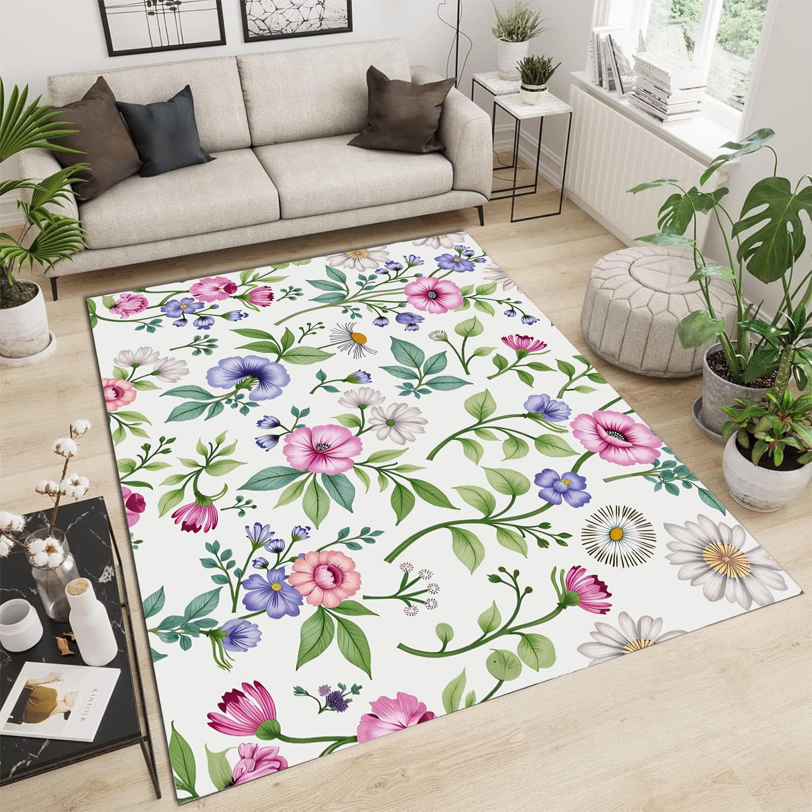 Tapis à poils courts rougir pour salon moderne et chambre à coucher cosy