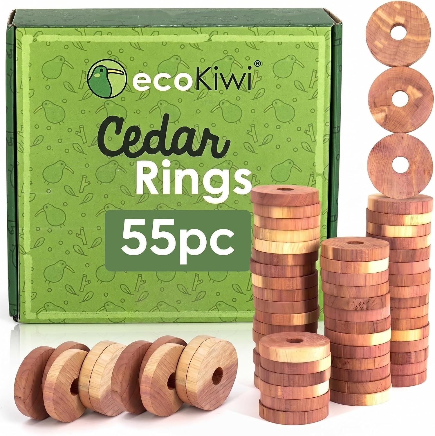 Cedar Blocks for Clothes Storage - 55 Pack Cedar Rings