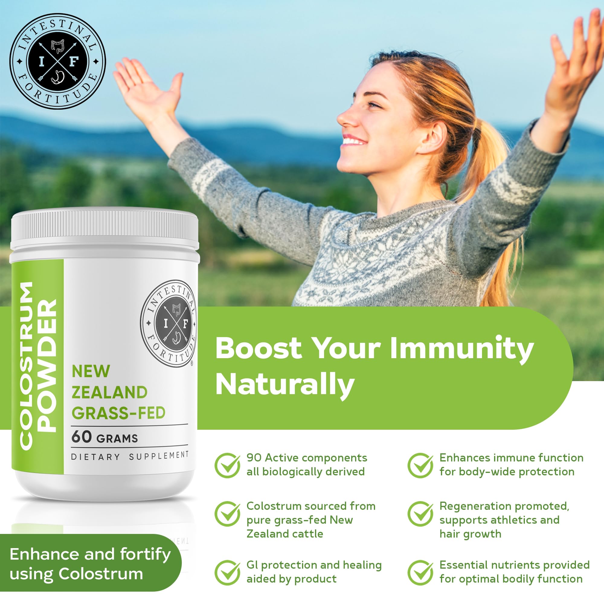 Intestinal Fortitude Colostrum Powder Grass Fed New Zealand Bovine 60g — Amazon image 4