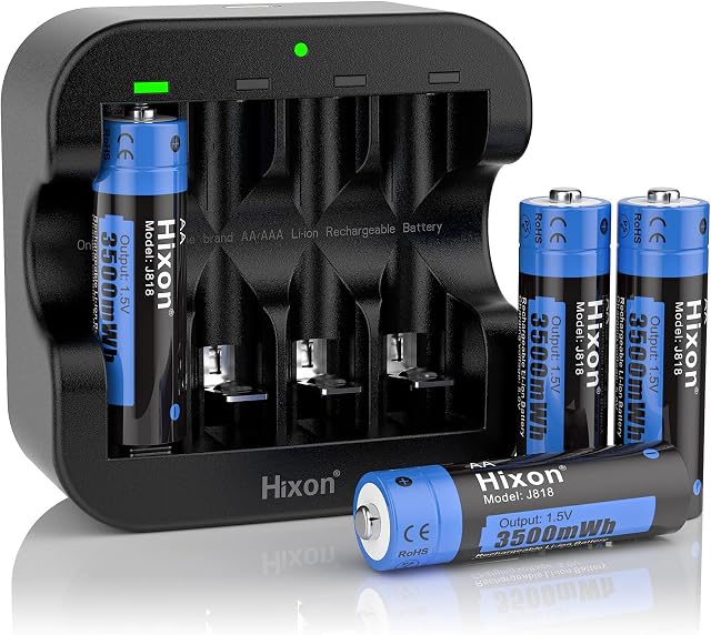 AA rechargeable batteries with charger,3500mWh High Capacity Batteries 1.5V aa lithium battery Low Self Discharge(4*aa battery+Charger)
